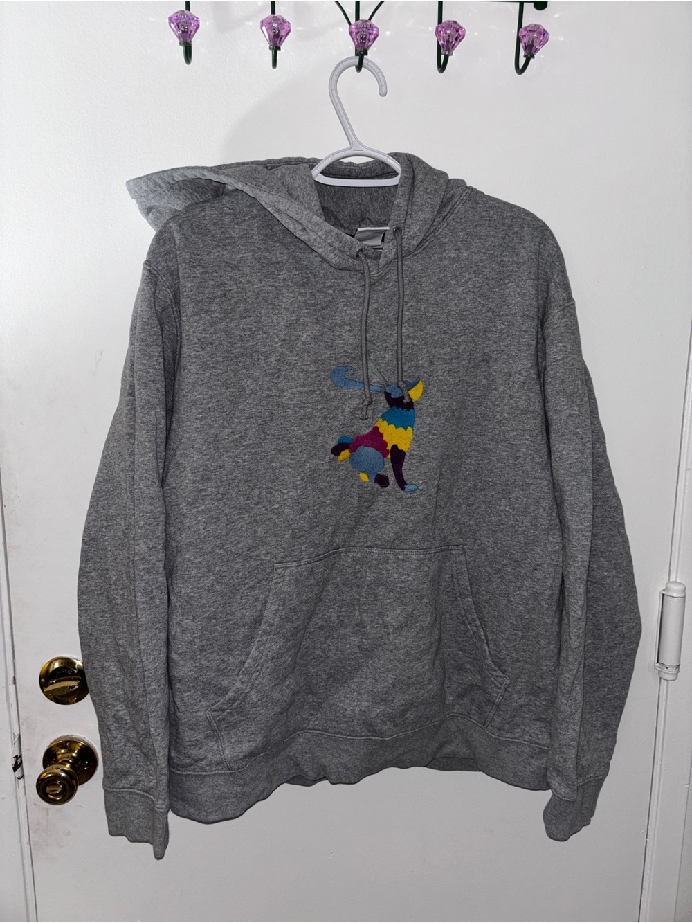 Nike Gray Pullover Hoodie with Colorful Deer Graphic